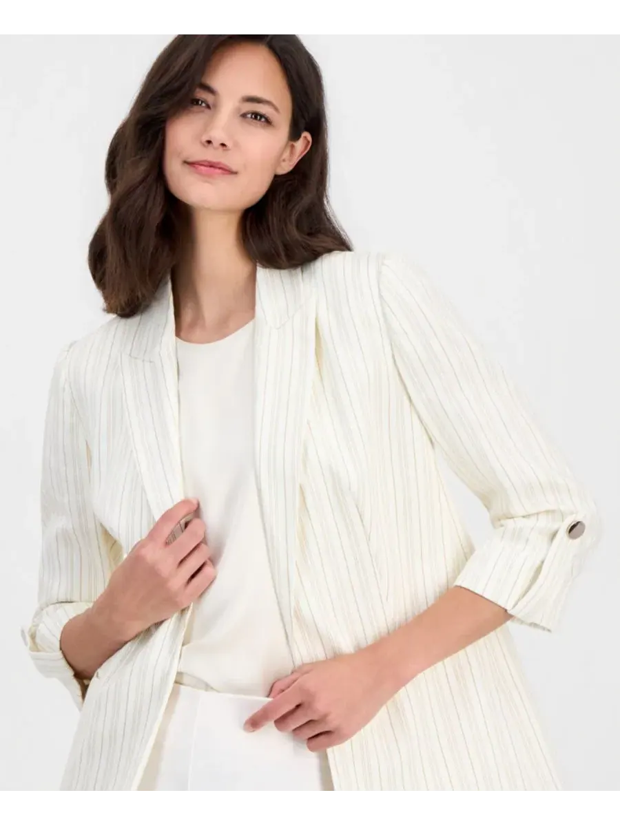 Блейзер с пиковым лацканом, длинным рукавом T Tahari, Natural Stripe — изображение 3 из 4
