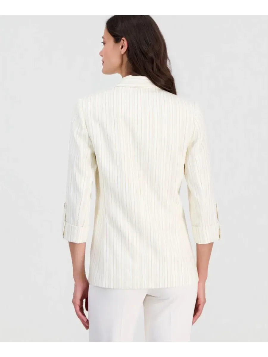 Блейзер с пиковым лацканом, длинным рукавом T Tahari, Natural Stripe — изображение 4 из 4