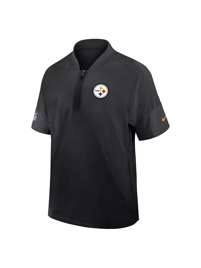 Мужская черная тренерская куртка Pittsburgh Steelers Sideline с коротким рукавом и четверть-молнией — изображение 2 из 3