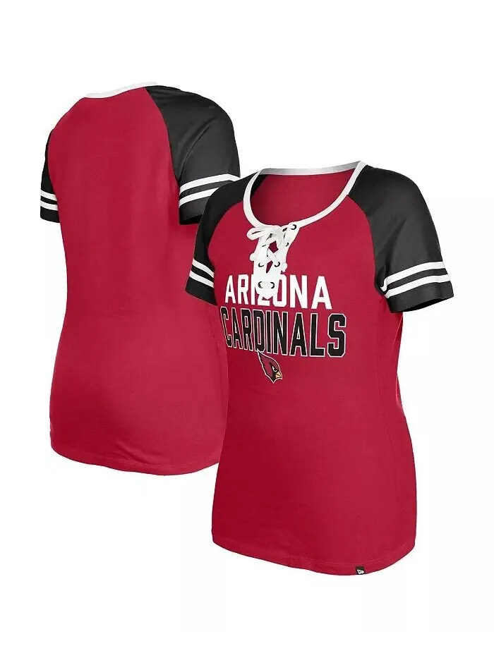 Женская футболка Cardinal Arizona Cardinals реглан на шнуровке New Era