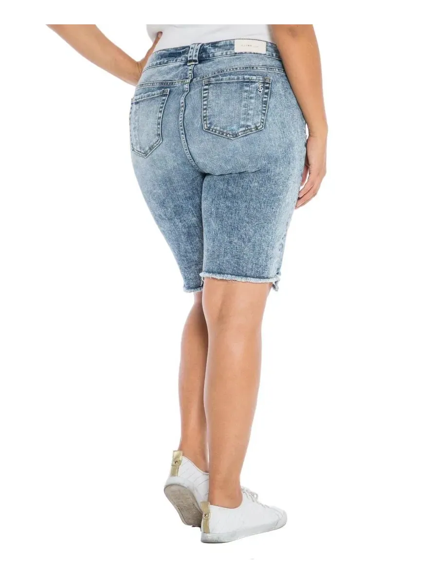 Бермуды с рваным краем Plus Size Frayed Hem Bermuda Shorts SLINK Jeans, Flow — изображение 3 из 3