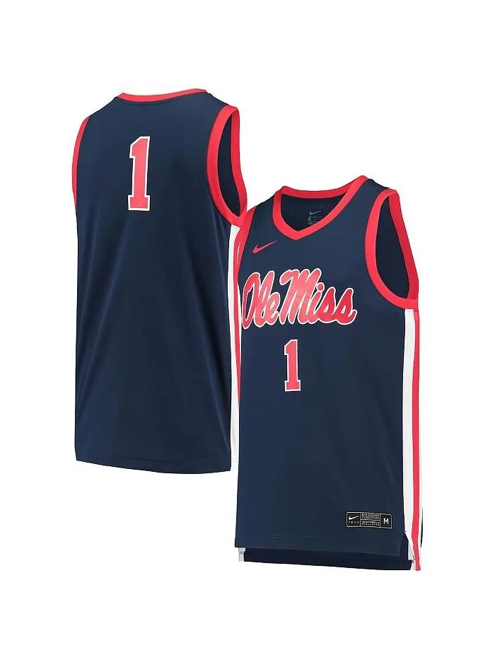 Мужская темно-синяя баскетбольная майка #1 Ole Miss Rebels Replica Nike