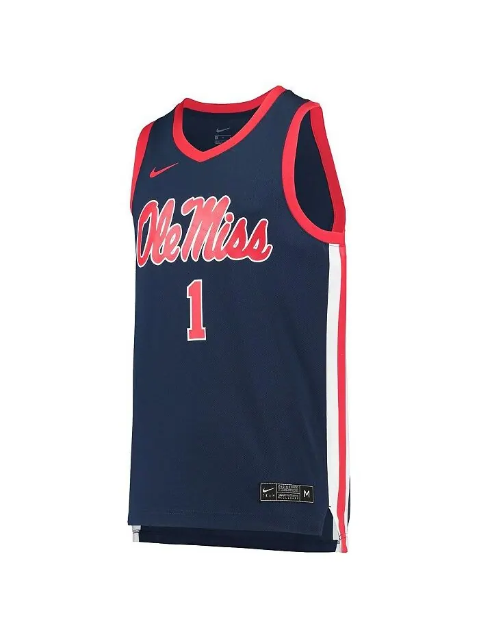 Мужская темно-синяя баскетбольная майка #1 Ole Miss Rebels Replica Nike — изображение 3 из 3, темно-синий
