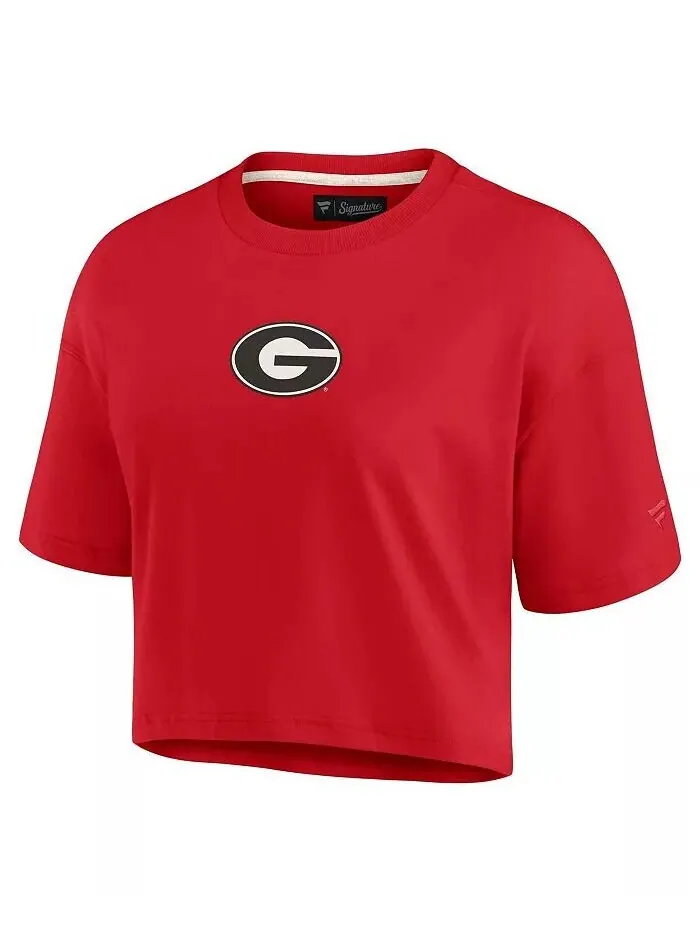 Женская укороченная футболка Red Georgia Bulldogs Super Soft Boxy Fanatics Signature — изображение 3 из 3