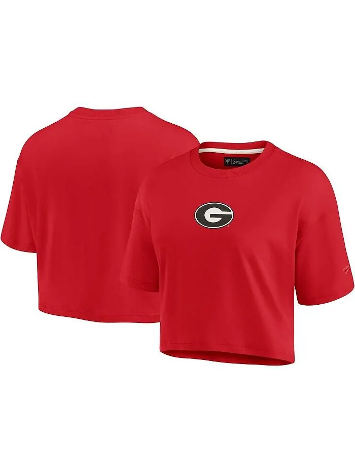 Женская укороченная футболка Red Georgia Bulldogs Super Soft Boxy Fanatics Signature