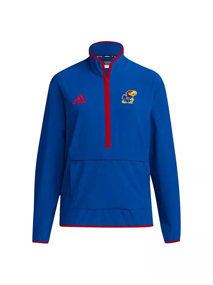 Мужская толстовка Royal Kansas Jayhawks Coaches Sideline Half Zip adidas — изображение 3 из 3