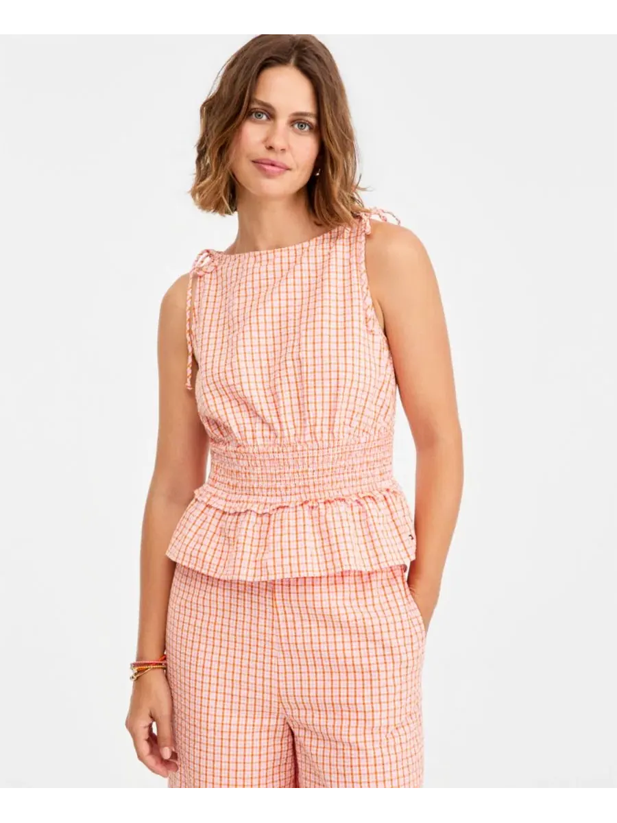 Блуза без рукавов с защипами Tommy Hilfiger, Gingham Biscuit