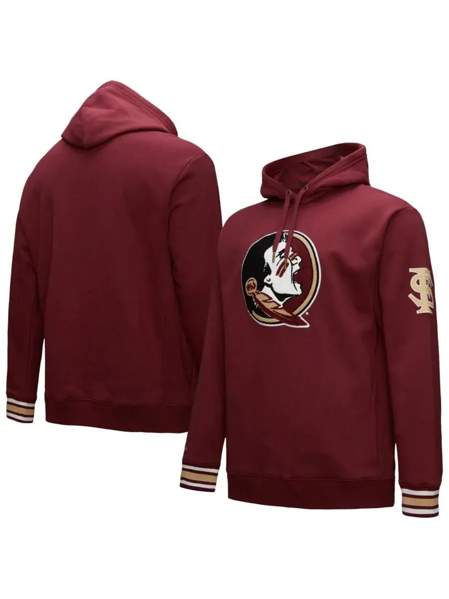 Мужская флисовая толстовка с капюшоном Garnet Florida State Seminoles с цепным стежком Mitchell &