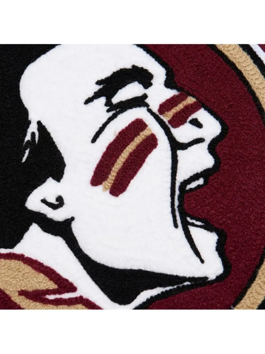 Мужская флисовая толстовка с капюшоном Garnet Florida State Seminoles с цепным стежком Mitchell & — изображение 2 из 5
