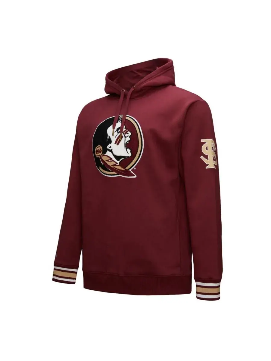 Мужская флисовая толстовка с капюшоном Garnet Florida State Seminoles с цепным стежком Mitchell & — изображение 4 из 5