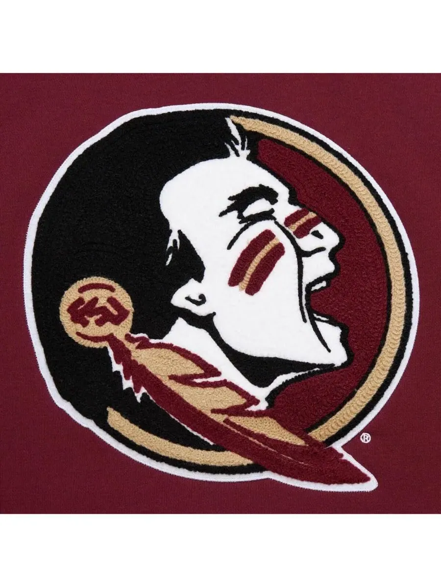 Мужская флисовая толстовка с капюшоном Garnet Florida State Seminoles с цепным стежком Mitchell & — изображение 5 из 5