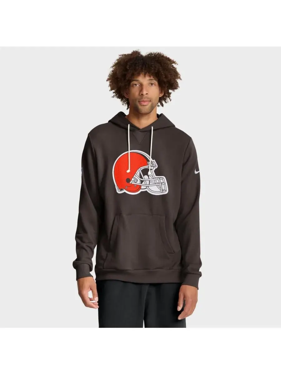 Nike Мужская коричневая толстовка с капюшоном Cleveland Browns Sideline Initial Home Performance