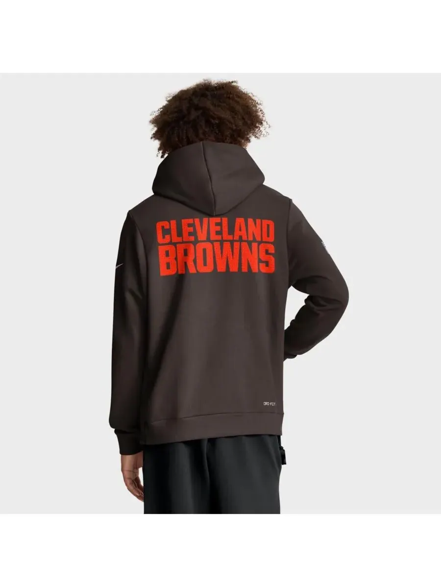 Nike Мужская коричневая толстовка с капюшоном Cleveland Browns Sideline Initial Home Performance — изображение 2 из 5