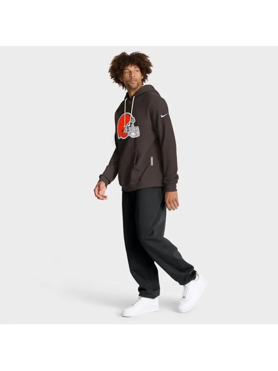 Nike Мужская коричневая толстовка с капюшоном Cleveland Browns Sideline Initial Home Performance — изображение 3 из 5