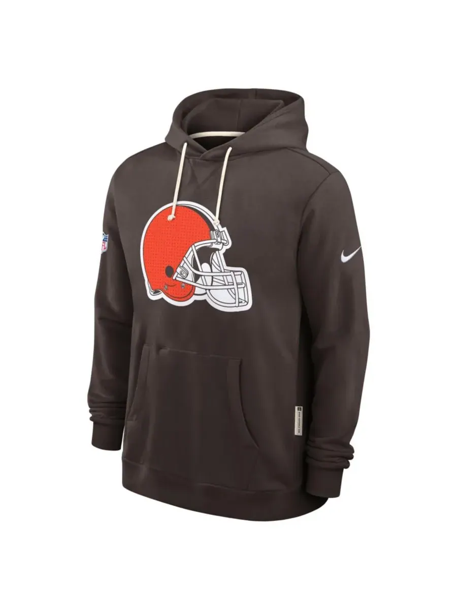 Nike Мужская коричневая толстовка с капюшоном Cleveland Browns Sideline Initial Home Performance — изображение 5 из 5
