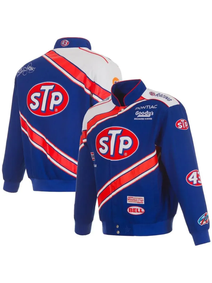 JH Design Мужская сине-белая форменная куртка Richard Petty STP Full-Span из саржи — белый
