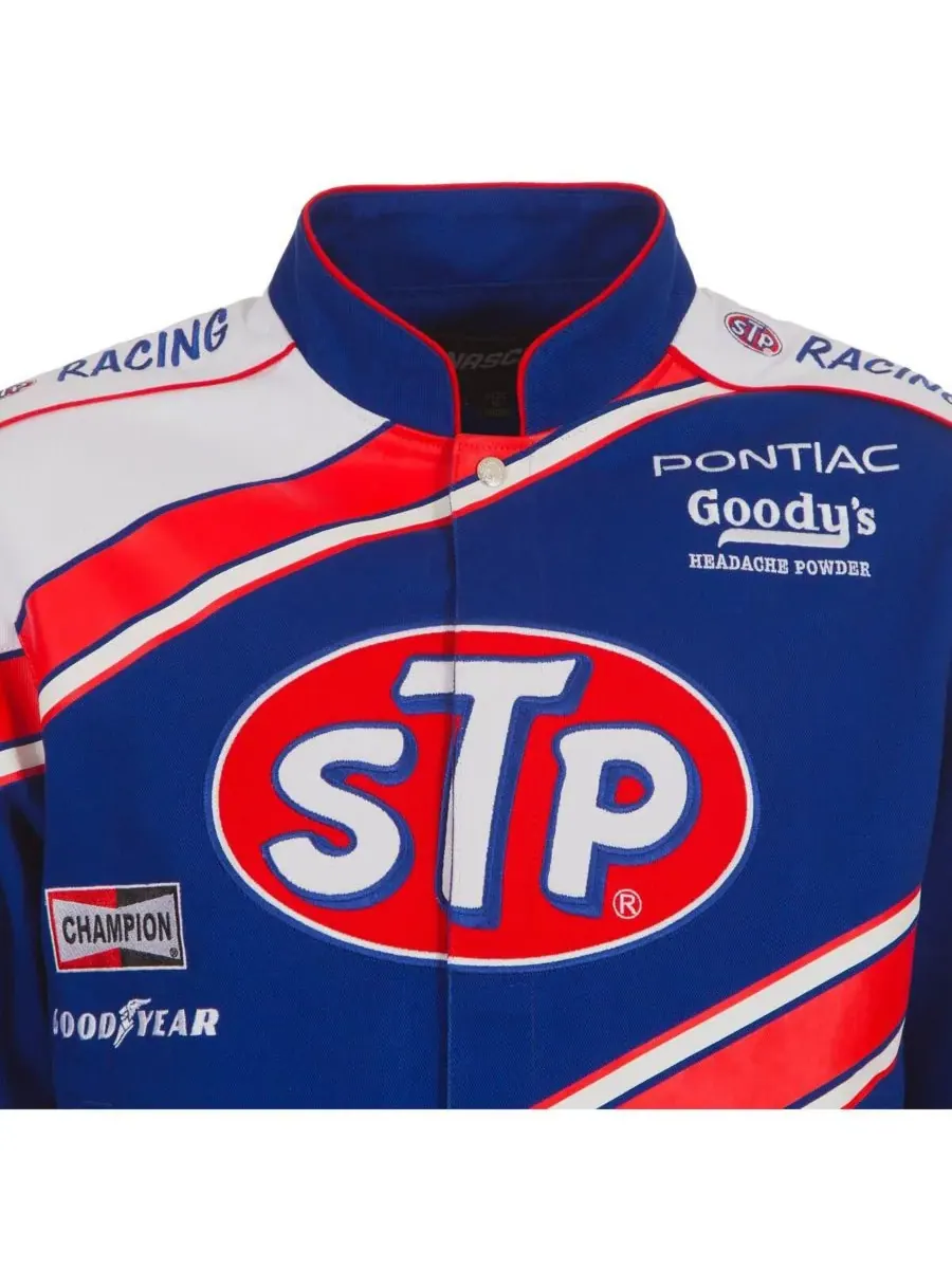JH Design Мужская сине-белая форменная куртка Richard Petty STP Full-Span из саржи — изображение 2 из 5, синий белый
