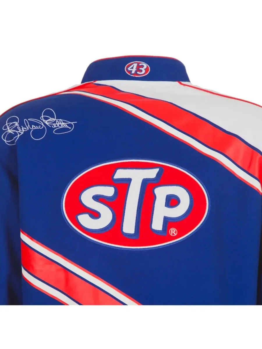 JH Design Мужская сине-белая форменная куртка Richard Petty STP Full-Span из саржи — изображение 3 из 5, синий белый