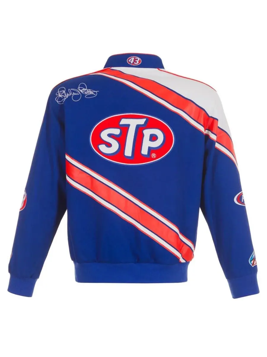 JH Design Мужская сине-белая форменная куртка Richard Petty STP Full-Span из саржи — изображение 4 из 5, синий белый