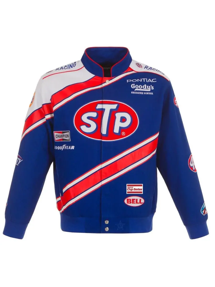 JH Design Мужская сине-белая форменная куртка Richard Petty STP Full-Span из саржи — изображение 5 из 5, синий белый