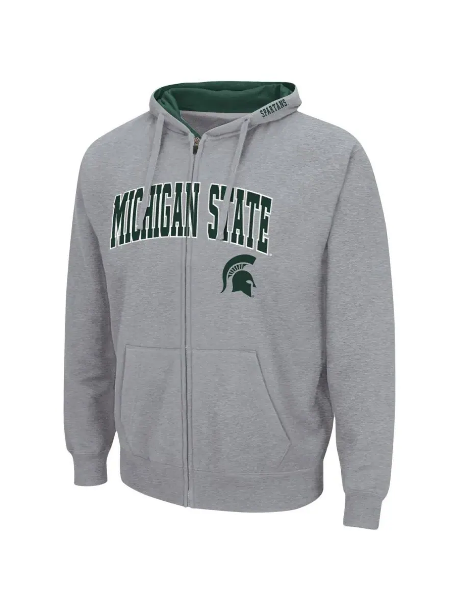 Colosseum Мужская толстовка на молнии Michigan State Spartans Arch and Logo 3.0 серого меланжевого — изображение 3 из 3