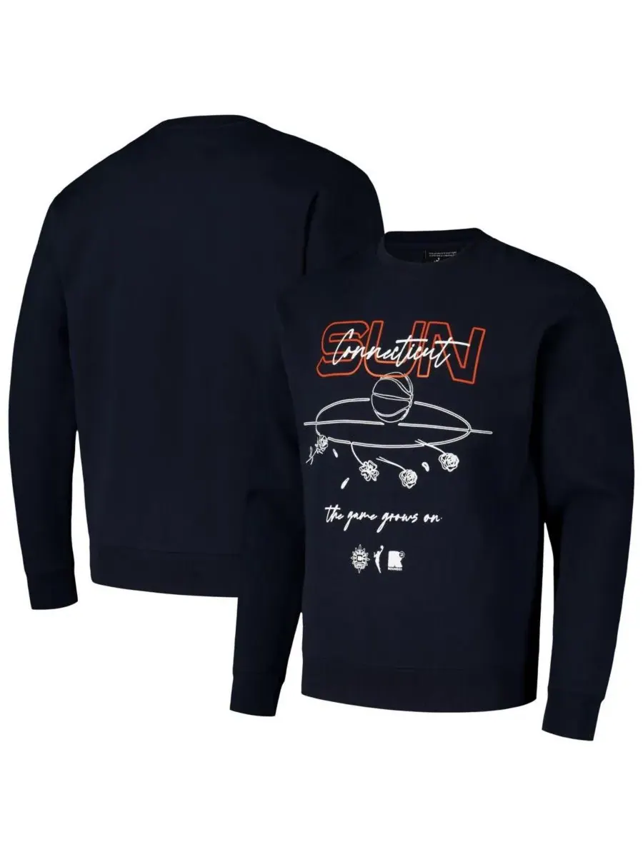 Round21 Мужская и женская темно-синяя толстовка Connecticut Sun Bloom Crew Pullover