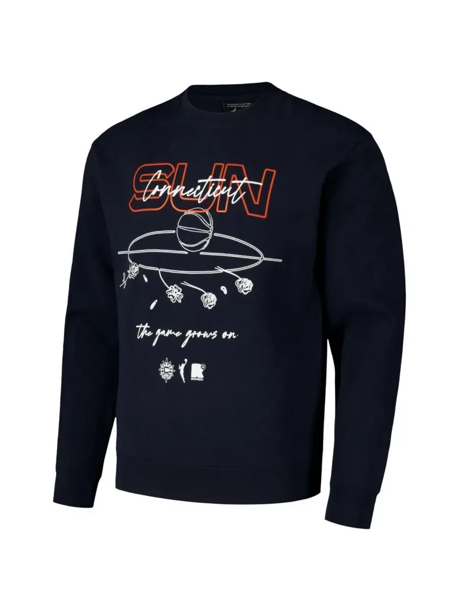 Round21 Мужская и женская темно-синяя толстовка Connecticut Sun Bloom Crew Pullover — изображение 3 из 3, темно-синий