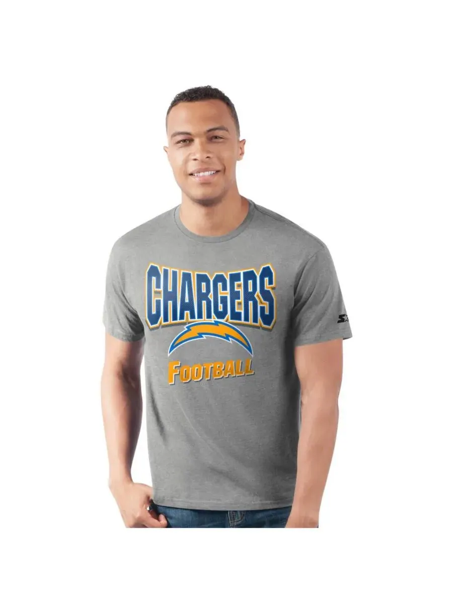 Starter Мужская футболка Los Angeles Chargers Prime Time серого цвета меланжевого цвета
