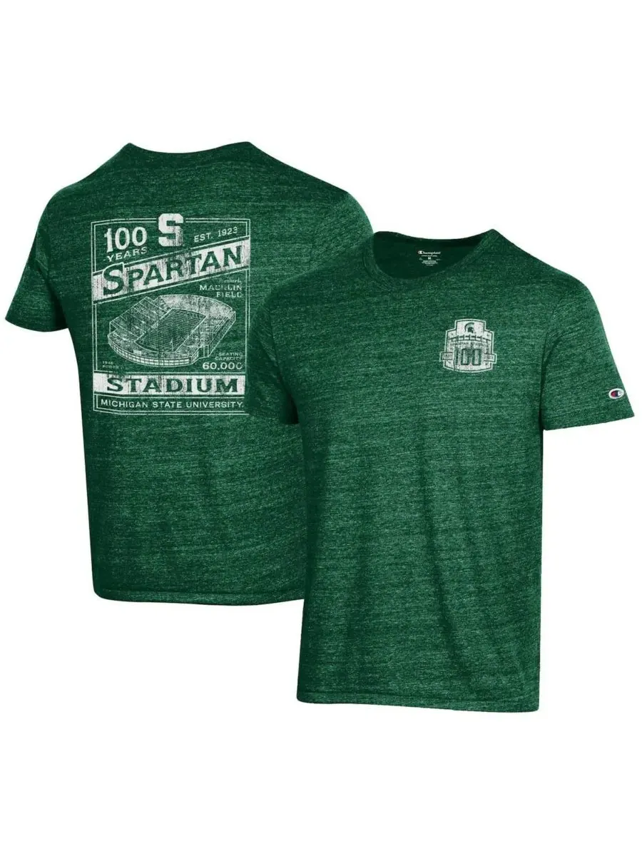 Champion Мужская зеленая футболка Michigan State Spartans, посвященная 100-летию стадиона Spartan