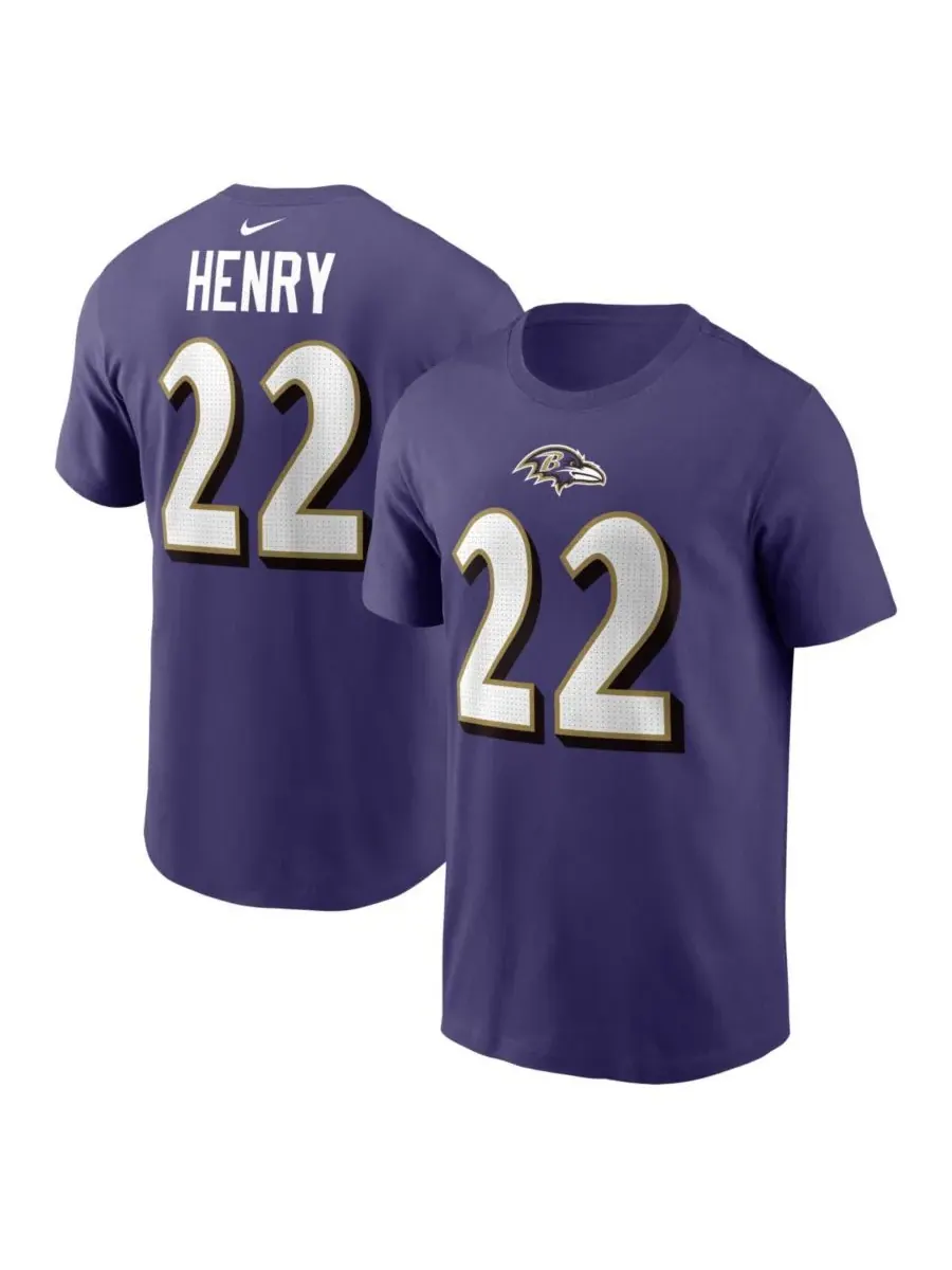 Nike Мужская фиолетовая футболка с именем и номером игрока команды Baltimore Ravens Деррика Генри
