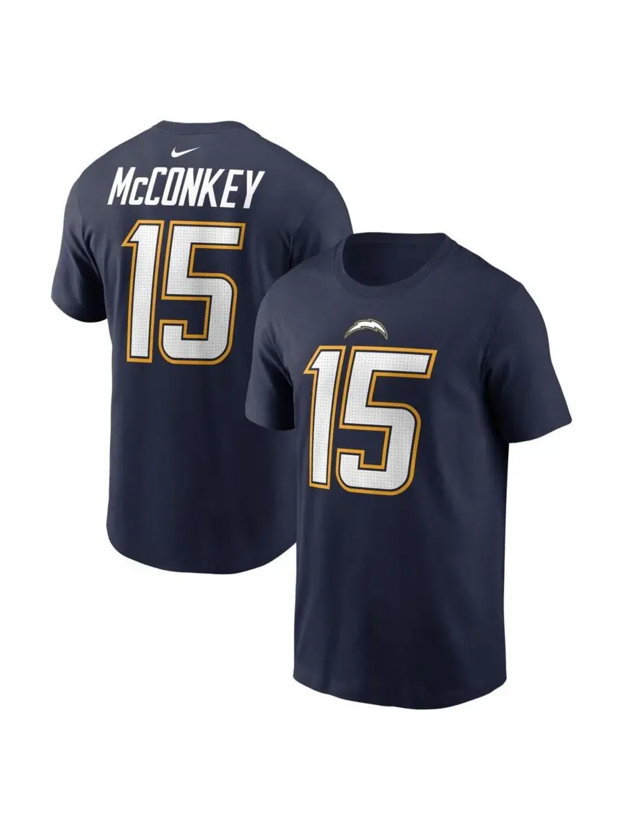 Nike Мужская футболка Ladd McConkey Navy Los Angeles Chargers Alternate Super Chargers с именем и
