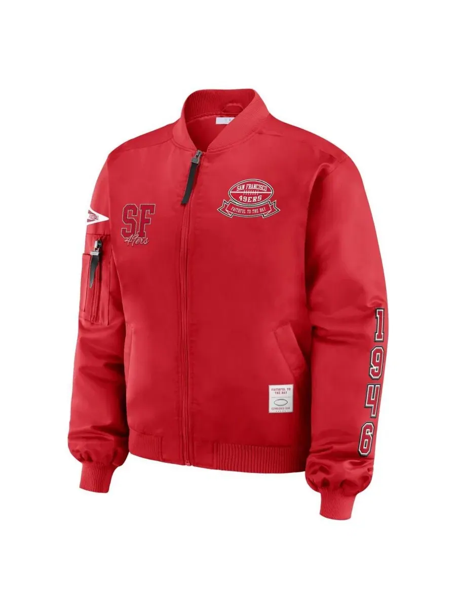 Женская куртка-бомбер с патчами San Francisco 49ers WEAR by Erin Andrews — изображение 2 из 3, алый