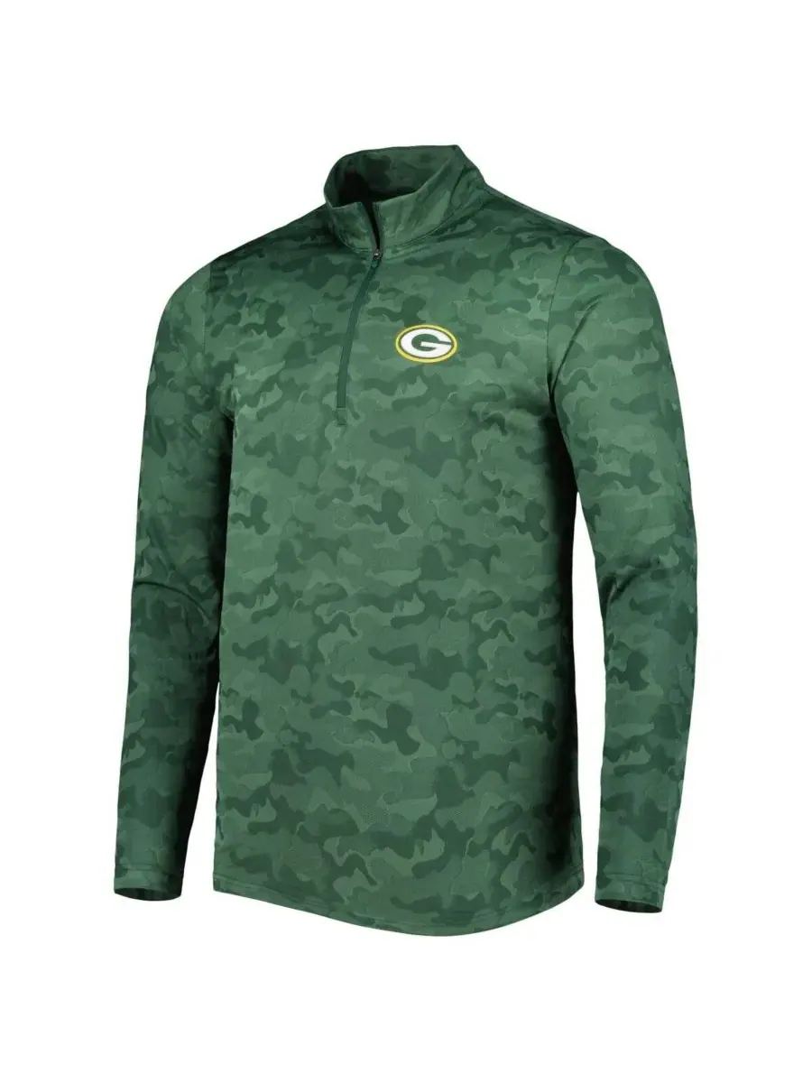 Antigua Мужская зеленая толстовка Green Bay Packers Brigade с застежкой-молнией до четверти длины — изображение 4 из 4