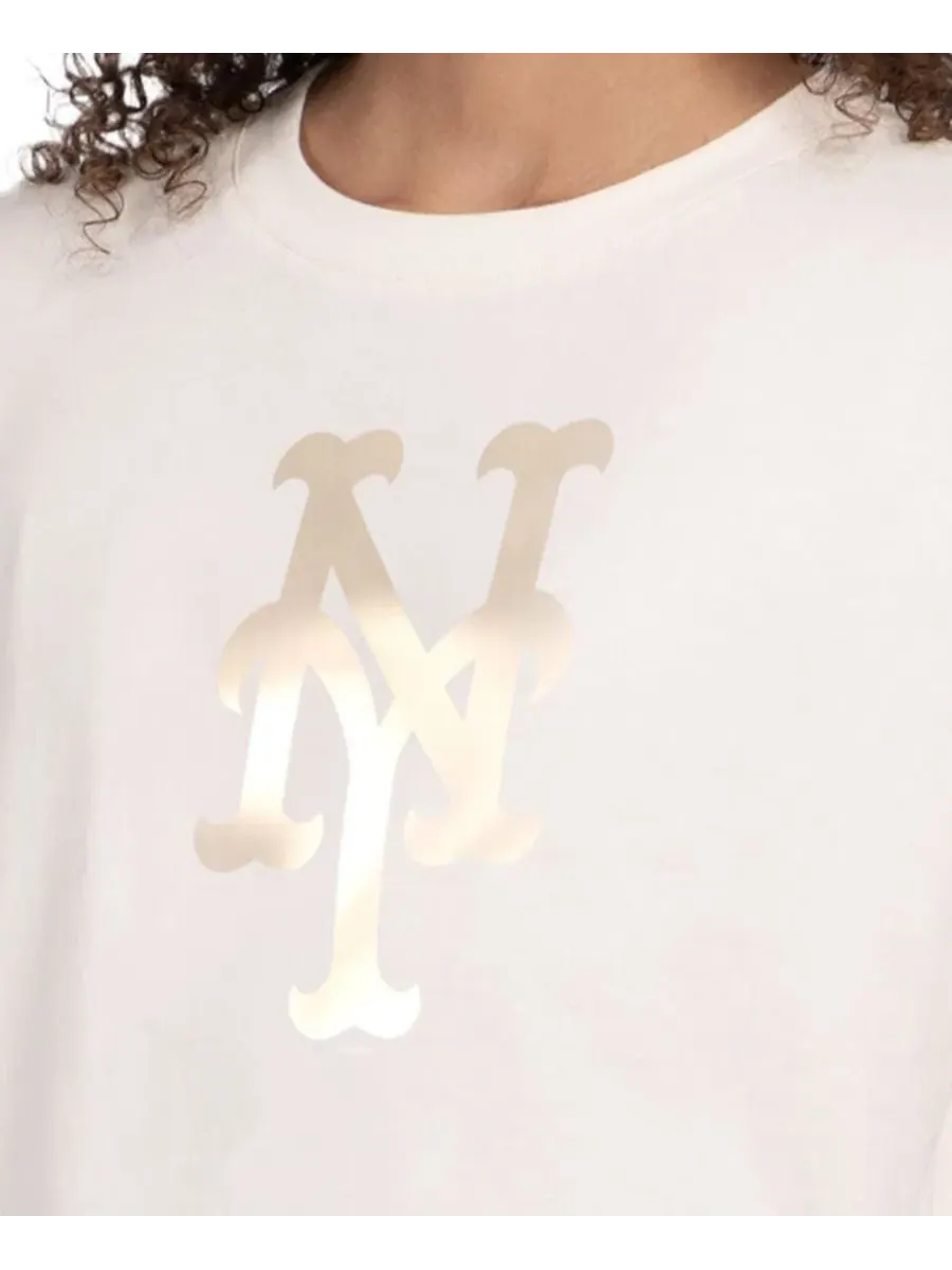 Футболка-кроп с принтом New York Mets Pastels Boxy Cropped Starter — изображение 2 из 3, бежевый