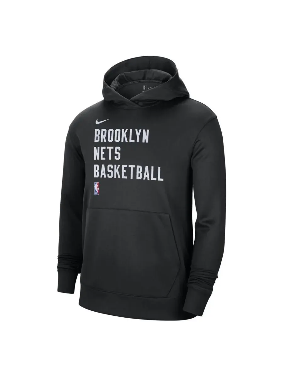 Nike Мужская и женская черная толстовка с капюшоном Brooklyn Nets 2023/24 Performance Spotlight для — изображение 2 из 3