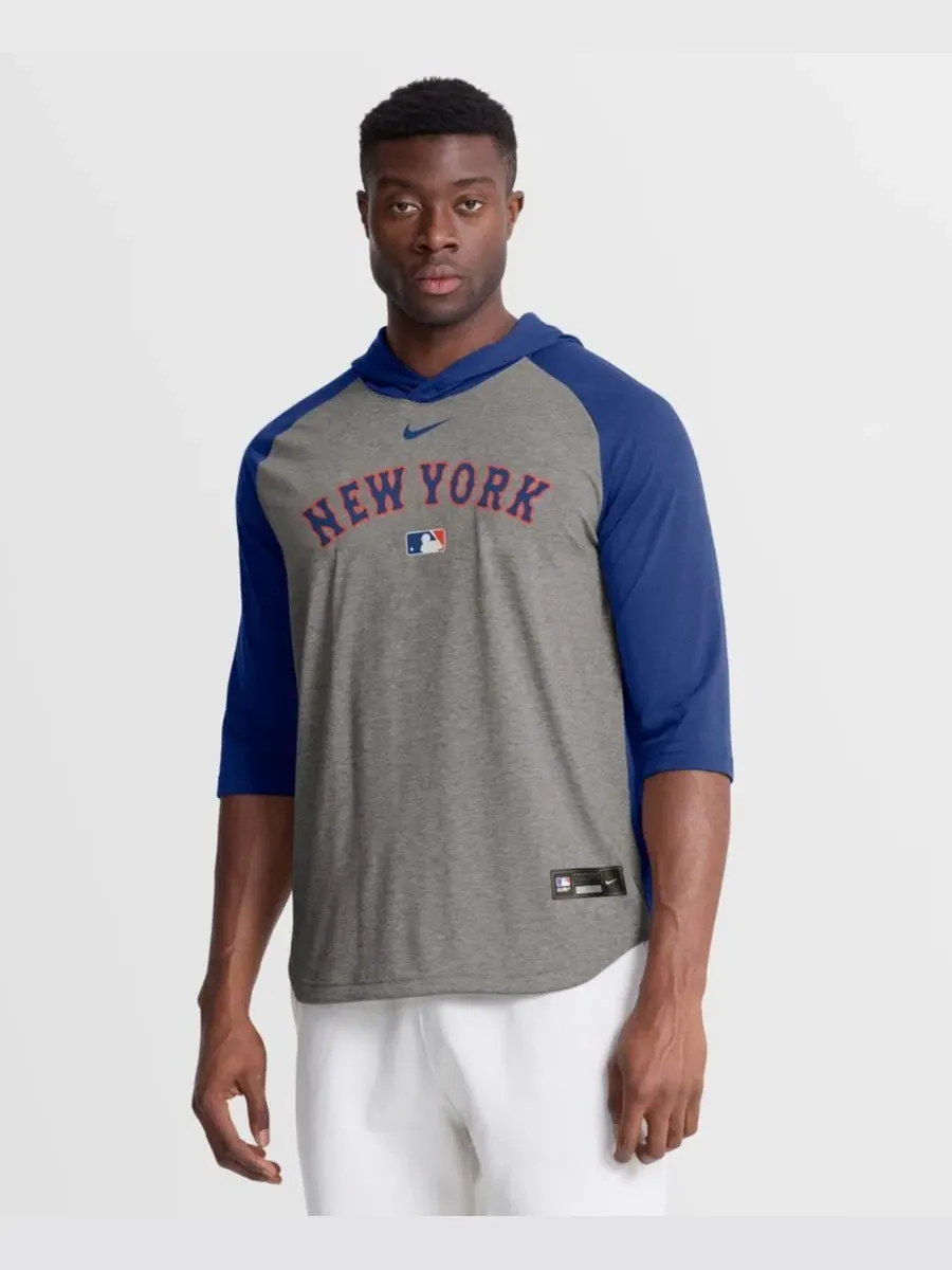 Худи с рукавом 3/4 и капюшоном New York Mets Authentic Collection Flux Dri-FIT Nike