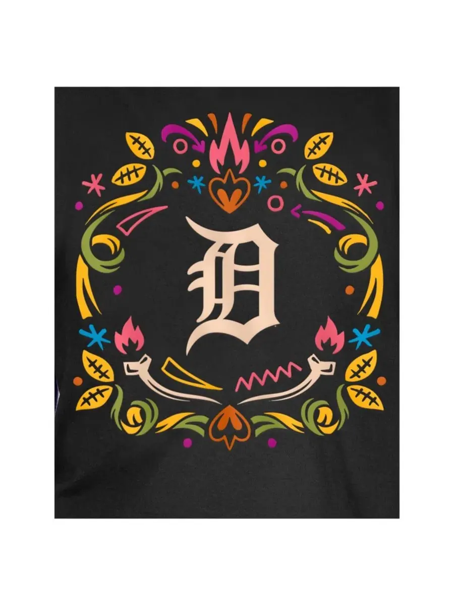 Футболка с принтом Detroit Tigers Día de los Muertos New Era — изображение 5 из 5, черный