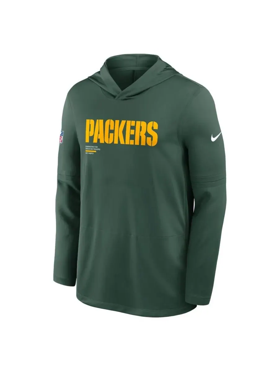 Nike Мужская зеленая толстовка с длинными рукавами Green Bay Packers Sideline Pure Fury Performance — изображение 4 из 5
