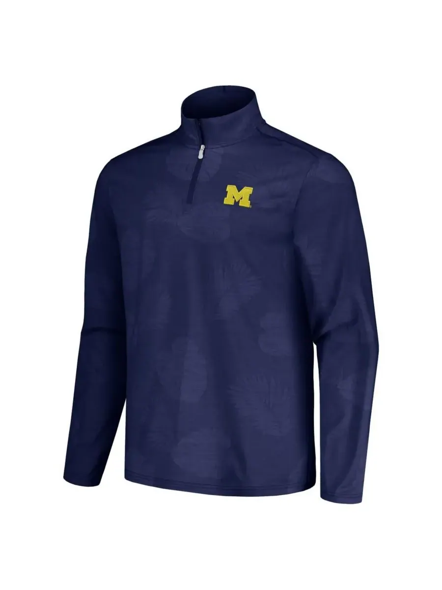 Tommy Bahama Мужская темно-синяя куртка Michigan Wolverines Delray Frond IslandZone с половинной — изображение 2 из 3