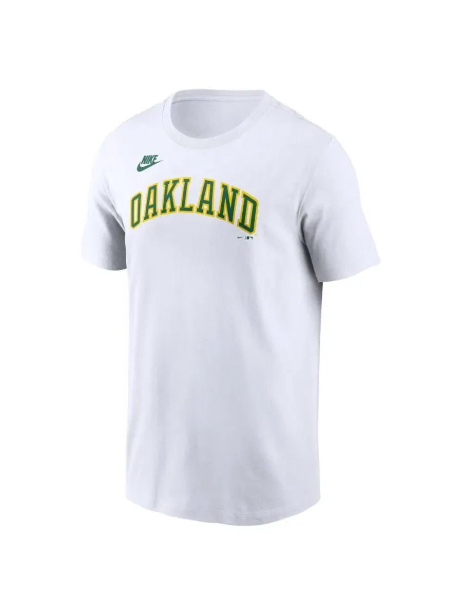 Мужская белая футболка Oakland Athletics Cooperstown Collection с логотипом команды Nike — изображение 2 из 3, белый