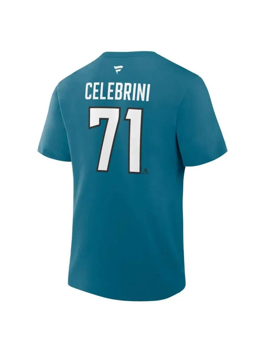 Футболка с коротким рукавом Macklin Celebrini Authentic Stack Name & Number Fanatics — изображение 3 из 3, бирюзовый
