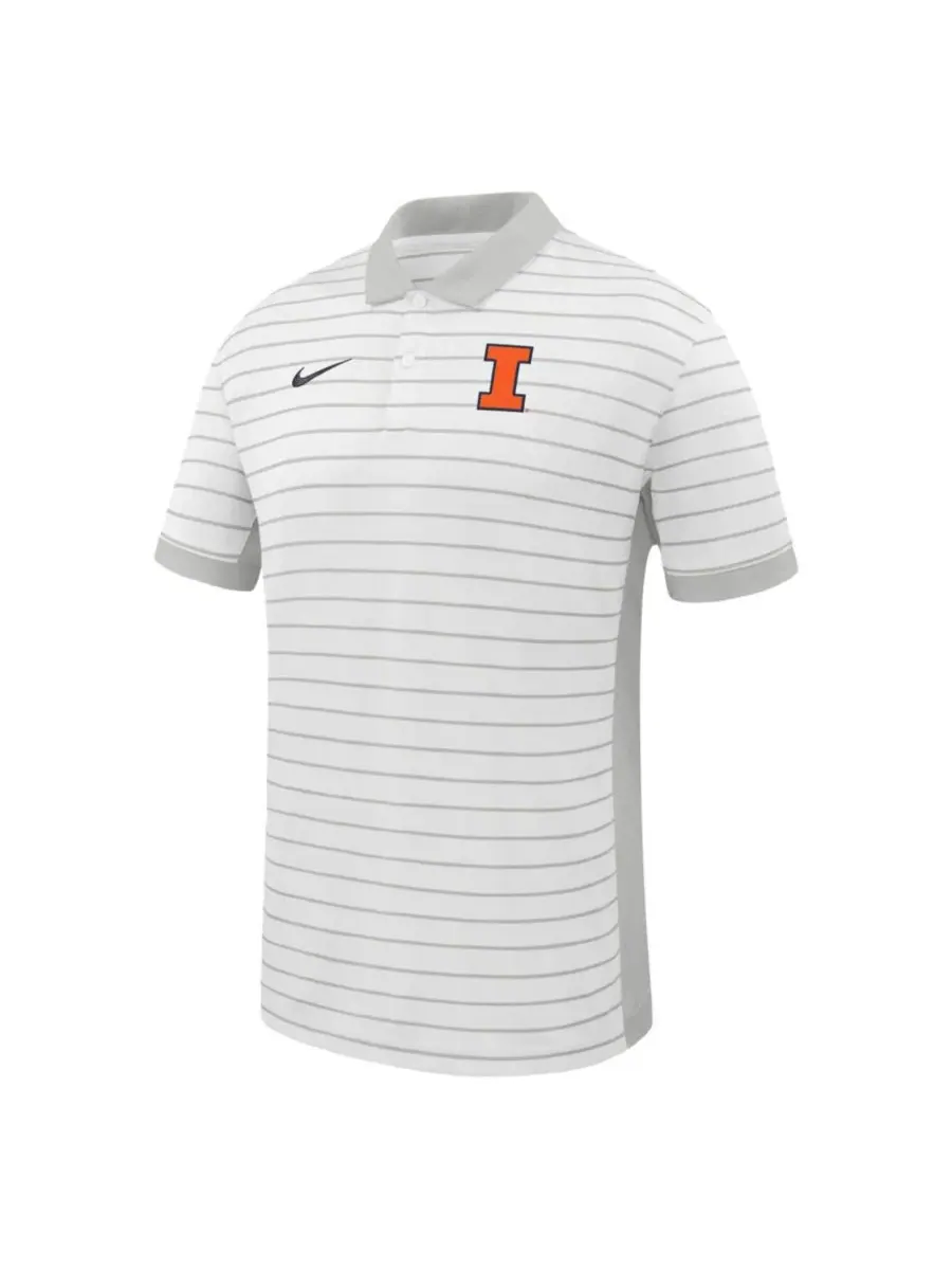 Поло Nike Dri-FIT с вышивкой Illinois Fighting Illini, Victory Stripe — изображение 2 из 3, белый