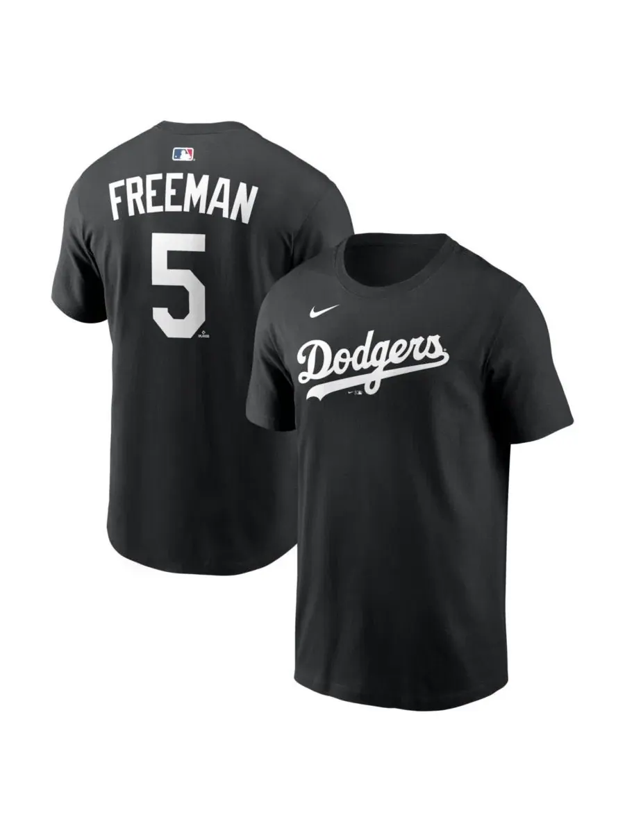 Футболка с именем и номером игрока Freddie Freeman Black Los Angeles Dodgers Nike