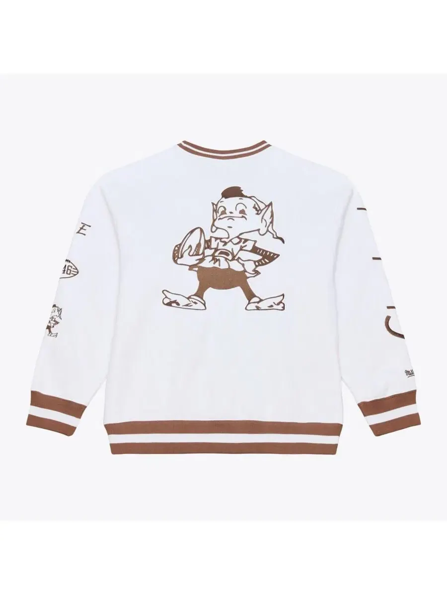Свитшот с флисовой подкладкой Arctic Fleece Cleveland Browns Mitchell & Ness — изображение 4 из 4, белый