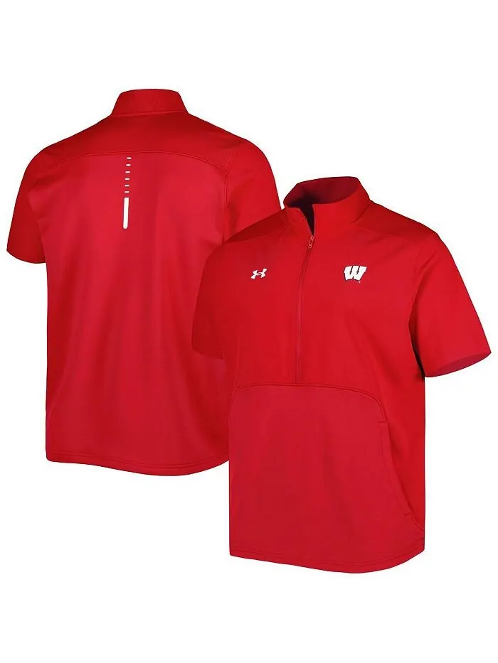 Мужская куртка Red Wisconsin Badgers Motivate 2.0 с полумолнией до половины Under Armour