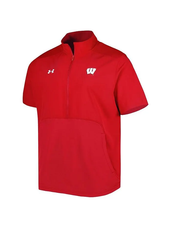 Мужская куртка Red Wisconsin Badgers Motivate 2.0 с полумолнией до половины Under Armour — изображение 2 из 3, красный
