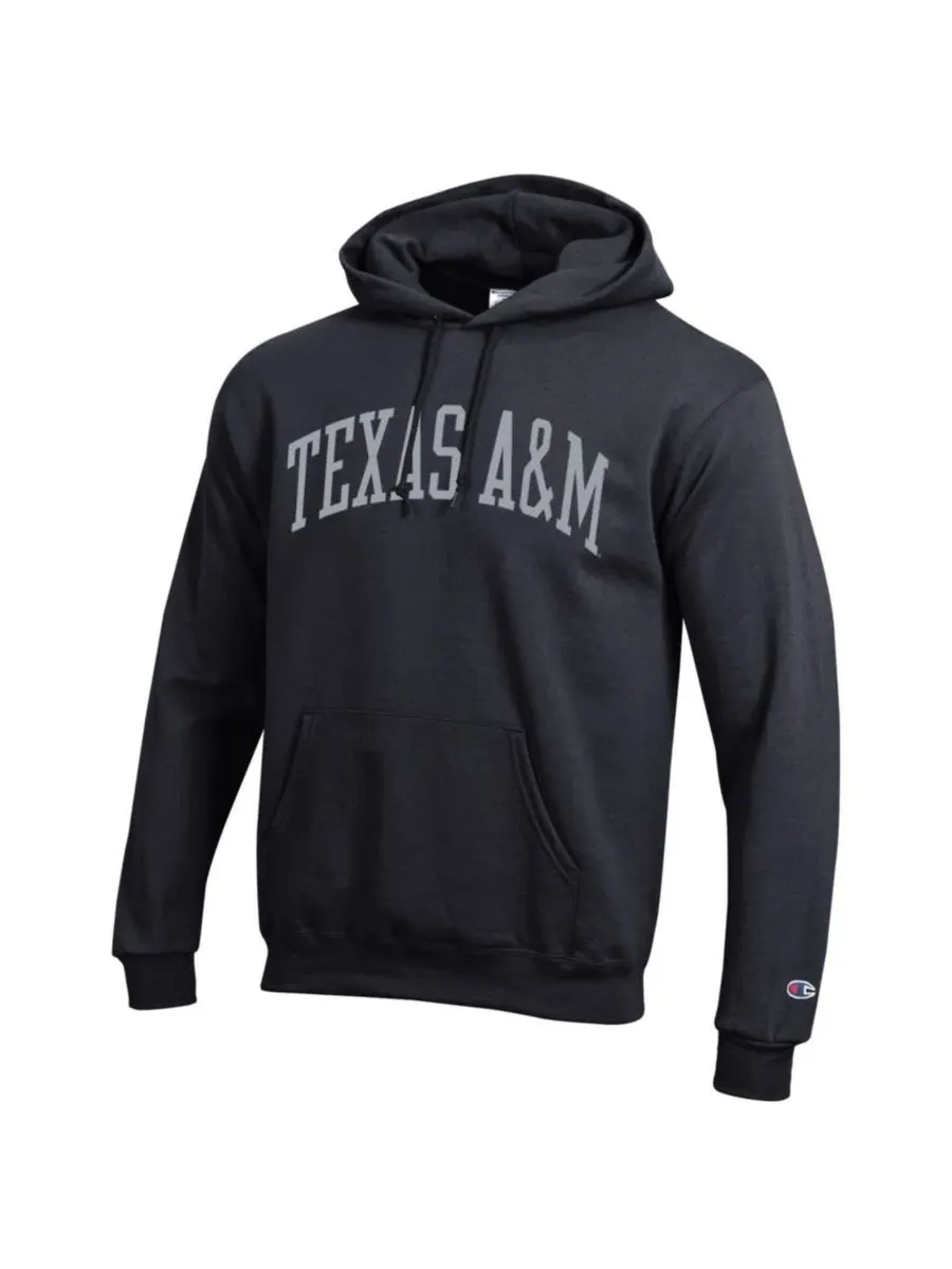 Толстовка на молнии с капюшоном из флиса, с принтом Texas A&M Aggies Champion — изображение 3 из 3, черный