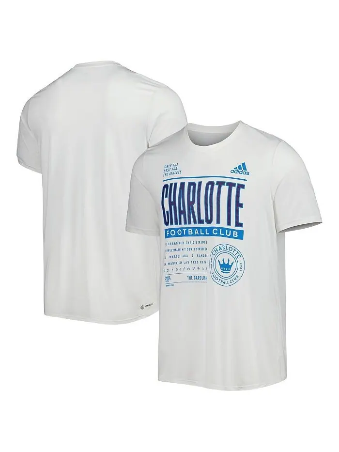 Мужская белая футболка Charlotte FC Club DNA Performance adidas