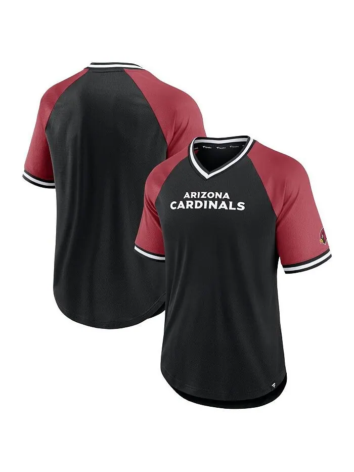 Мужская черная фирменная футболка Cardinal Arizona Cardinals Second Wind реглан с v-образным — изображение 2 из 4, черный