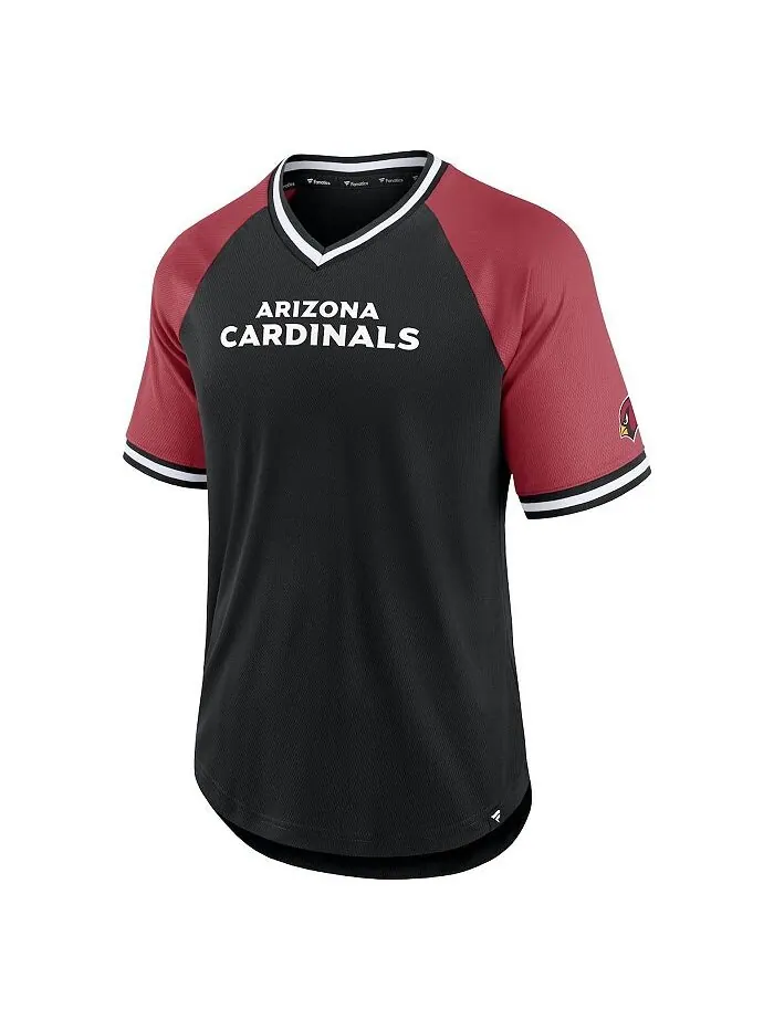 Мужская черная фирменная футболка Cardinal Arizona Cardinals Second Wind реглан с v-образным — изображение 3 из 4, черный